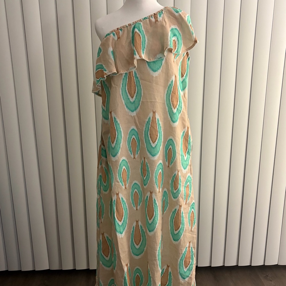 Nimo with Love 100% linen one shoulder maxi dress